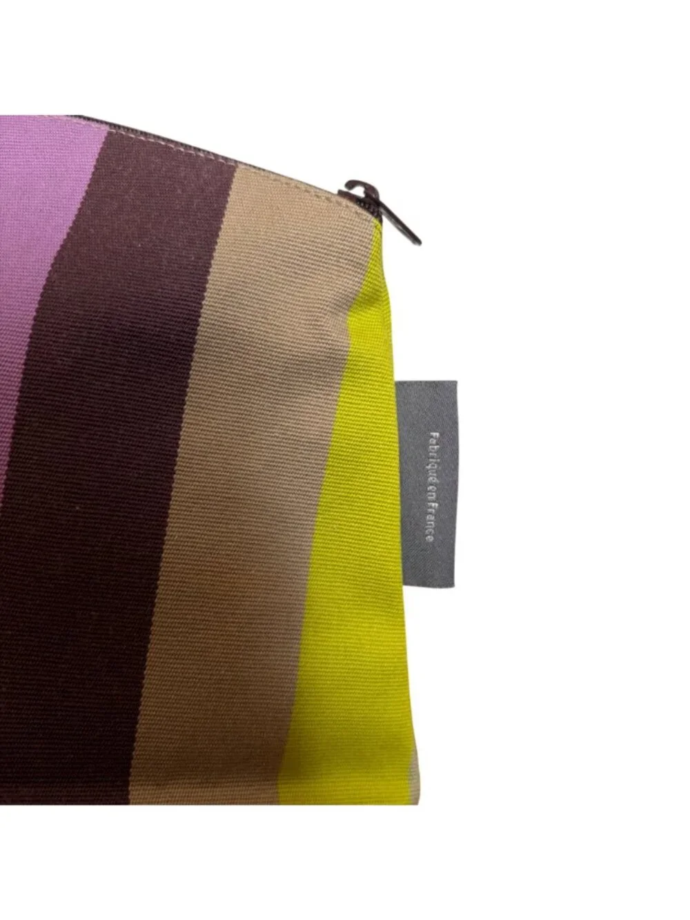 Tissage De Luz Striped Cosmetic Pouch Clutch Multicolor Rainbow Made In France